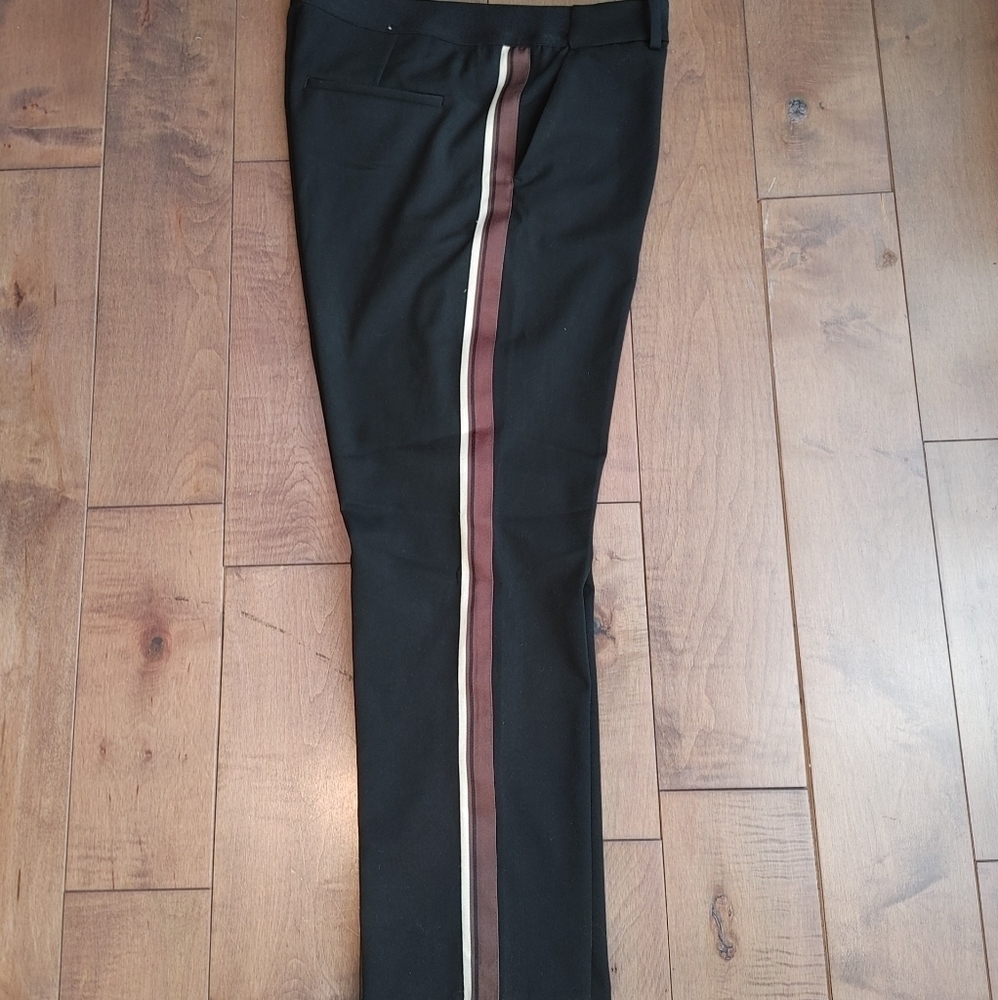 H&M black pants with red/beige stripe size 14